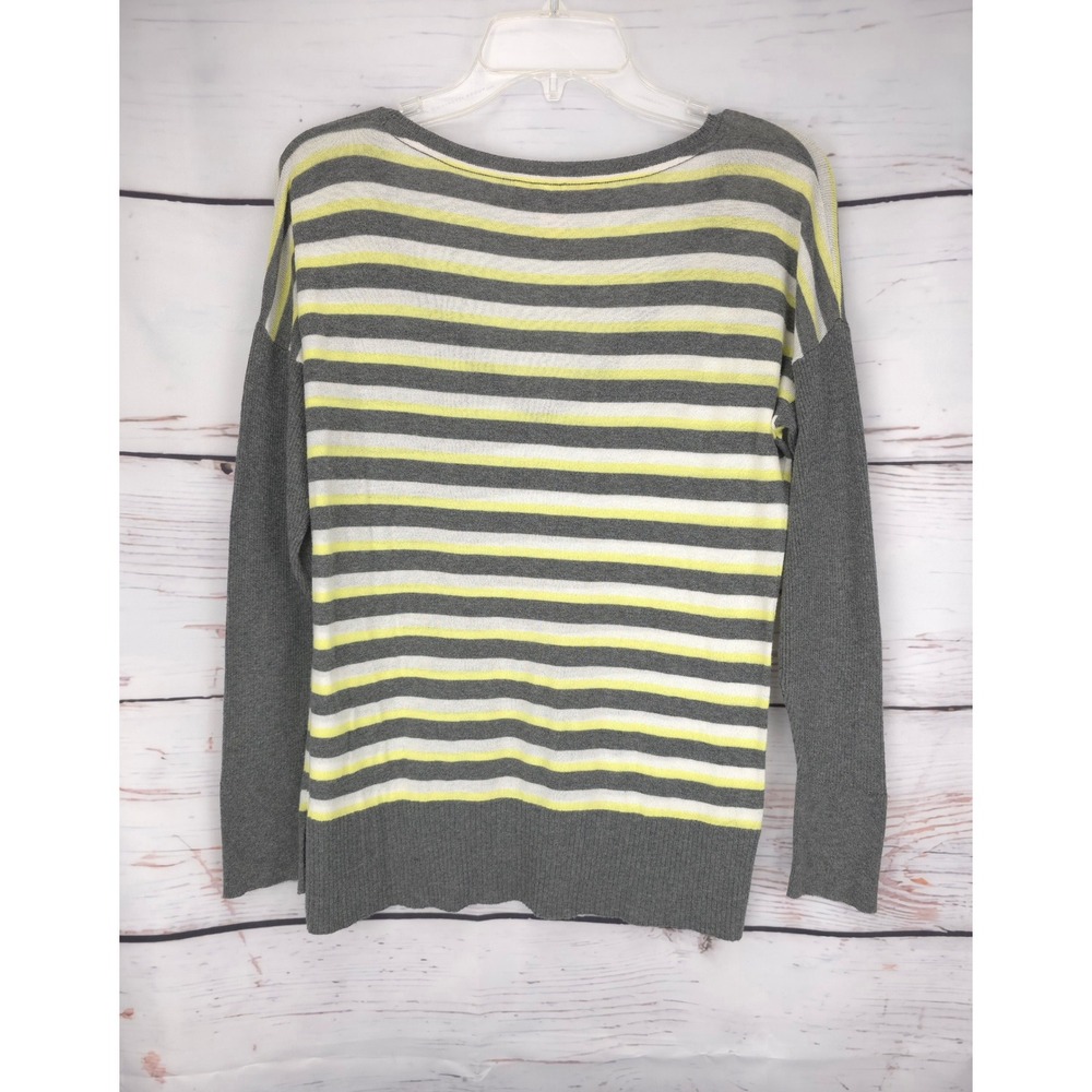 VICTORIAS SECRET Striped V Neck Long Sleeve Sweater Top M/M Pullover Lightweight - Picture 3 of 4